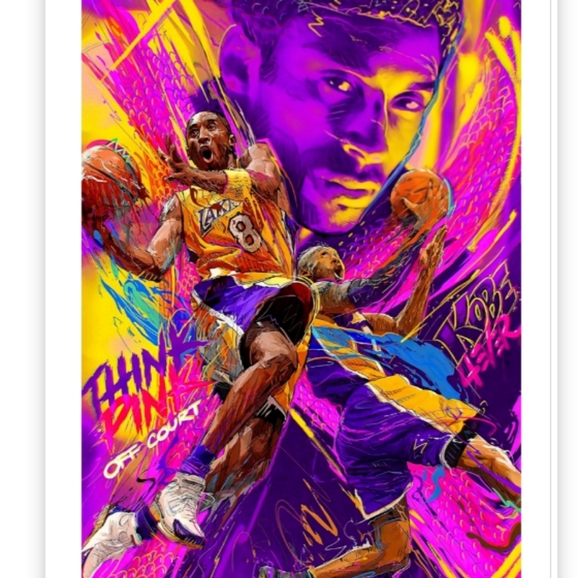 KOBE BRYANT LOS ANGELES LAKERS COLOR ART 8.5x11 ULTRA GLOSSY SELF CREATED POSTER - Picture 3 of 5